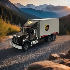 MACK GRANITE UPS TRUCK With TRAILER Made In GERMANY.  BRUDER See Pictures